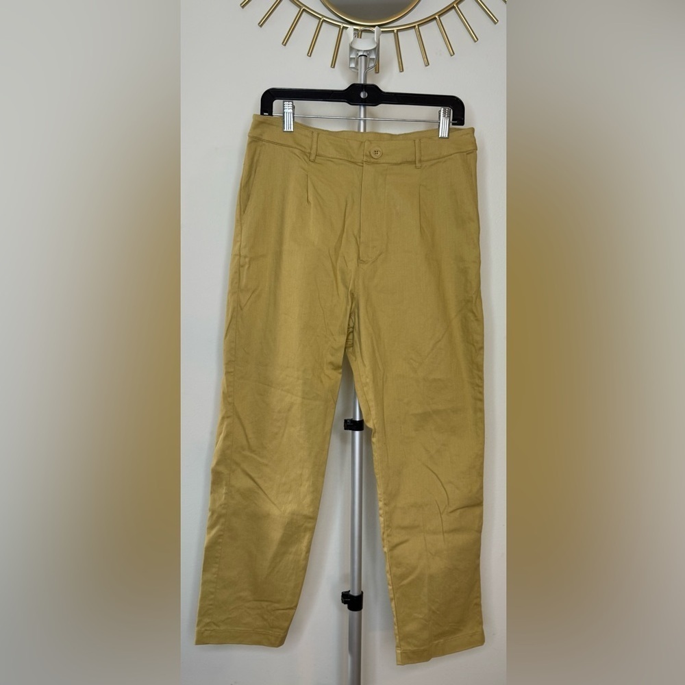 For Days Organic Cotton High Waist Mustard Yellow Preppy Casual Pants L Euc — image 7 of 8